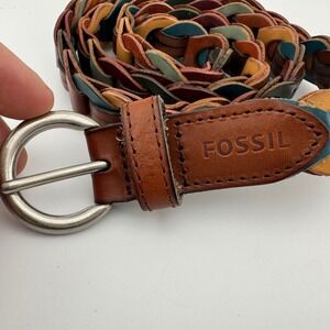 Fossil Leather Links Fall Multi Braided Belt Small BT3997762S Womens Multi-Color